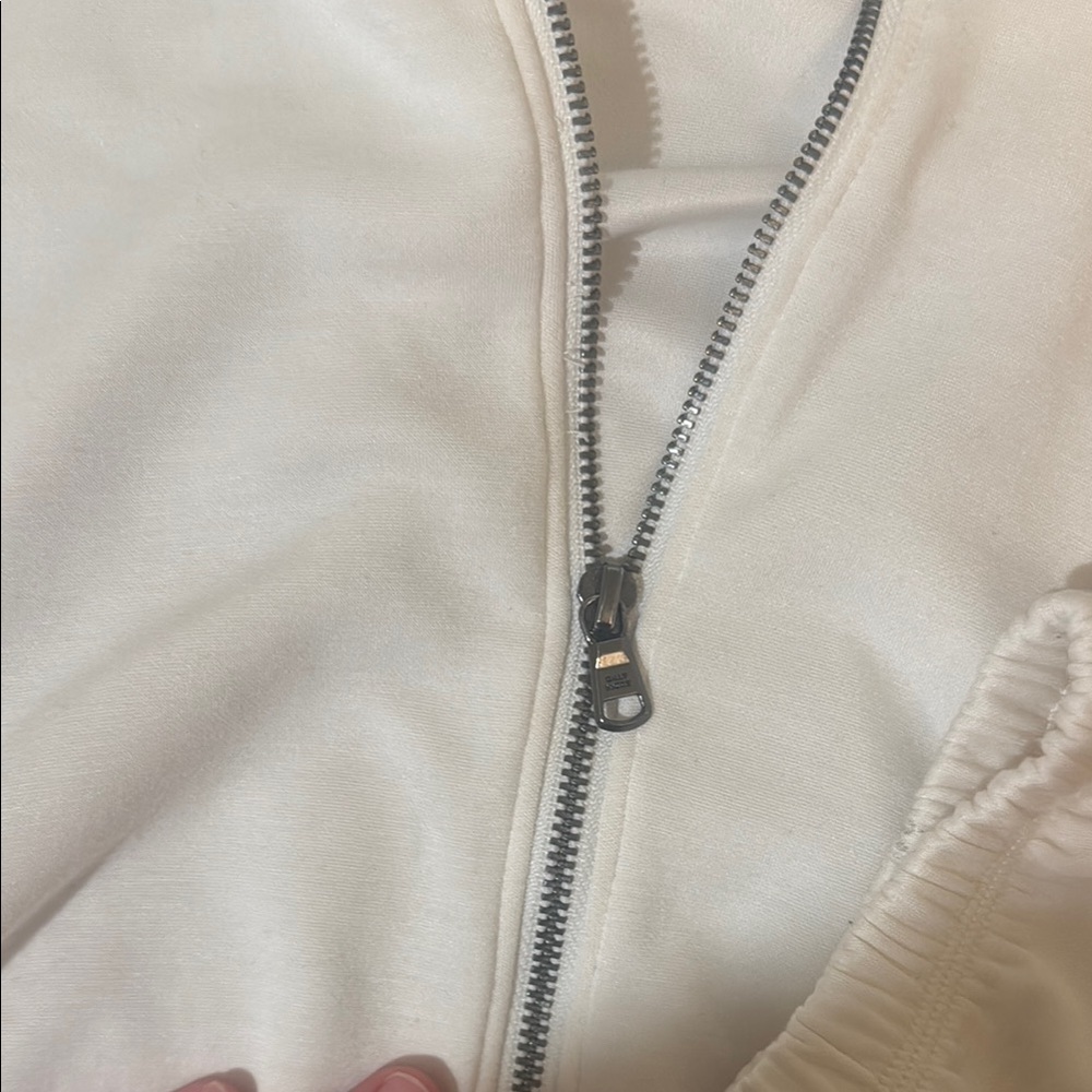 Gilly Hicks White Cropped Zip-Up Hoodie - Picture 3 of 5